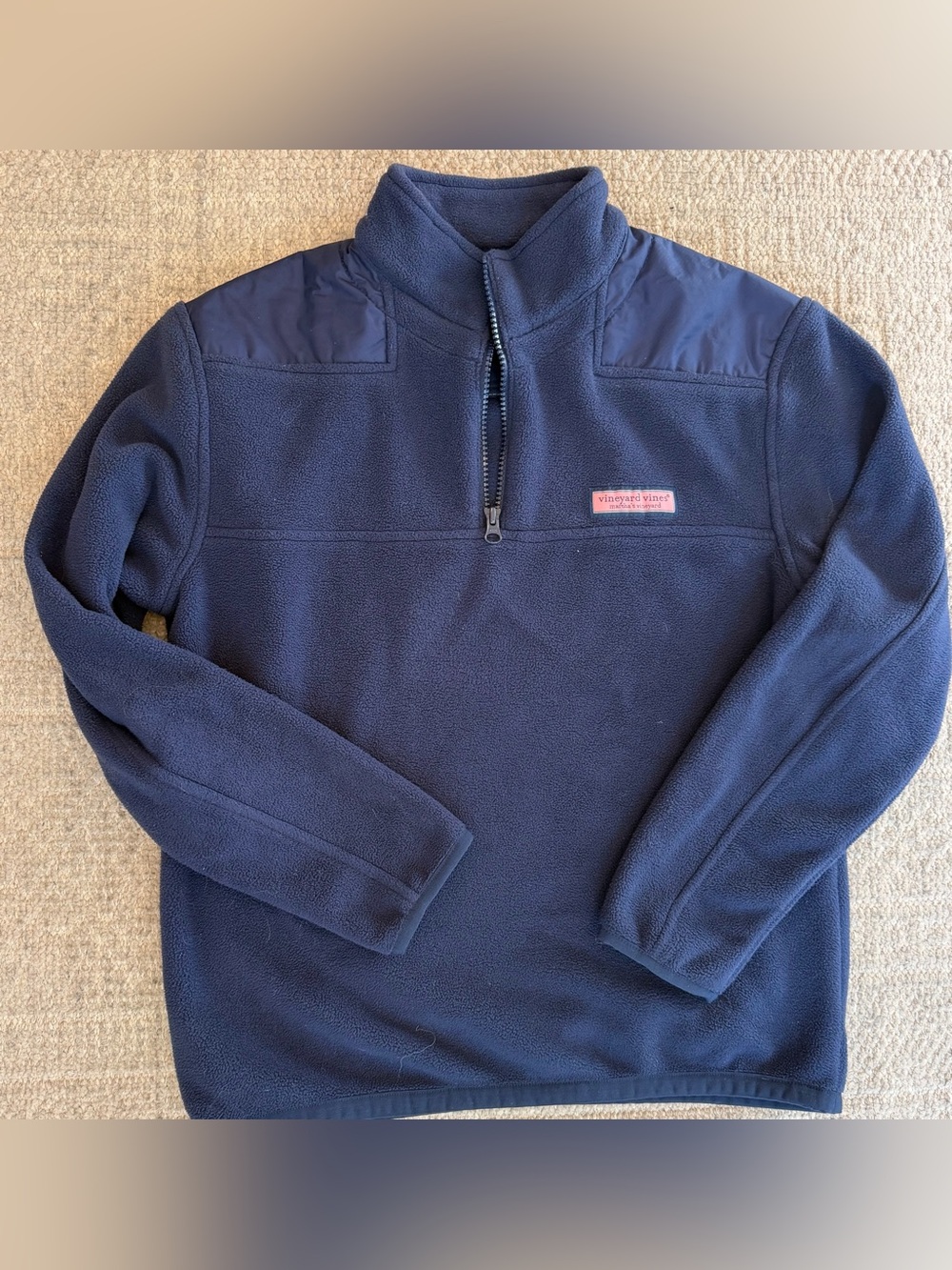 EUC Vineyard Vines Biys Navy Fleece Shep Shirt Large 16/18